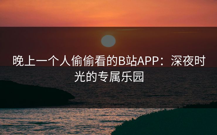 晚上一个人偷偷看的B站APP：深夜时光的专属乐园